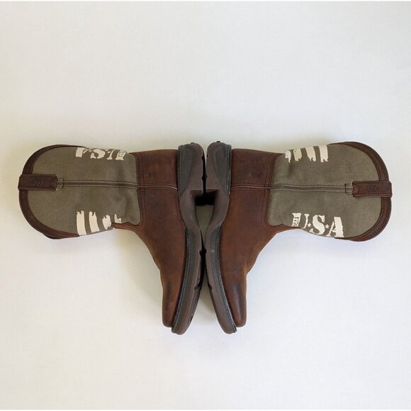 Durango Kids Rebel USA Western Cowboy Boot Army Green Size 4M Women's 6 - Picture 5 of 9